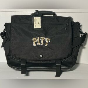 Antigua Black Leathers Unisex Crossbody Messenger School Bag “Pitt” Muli-Pocket